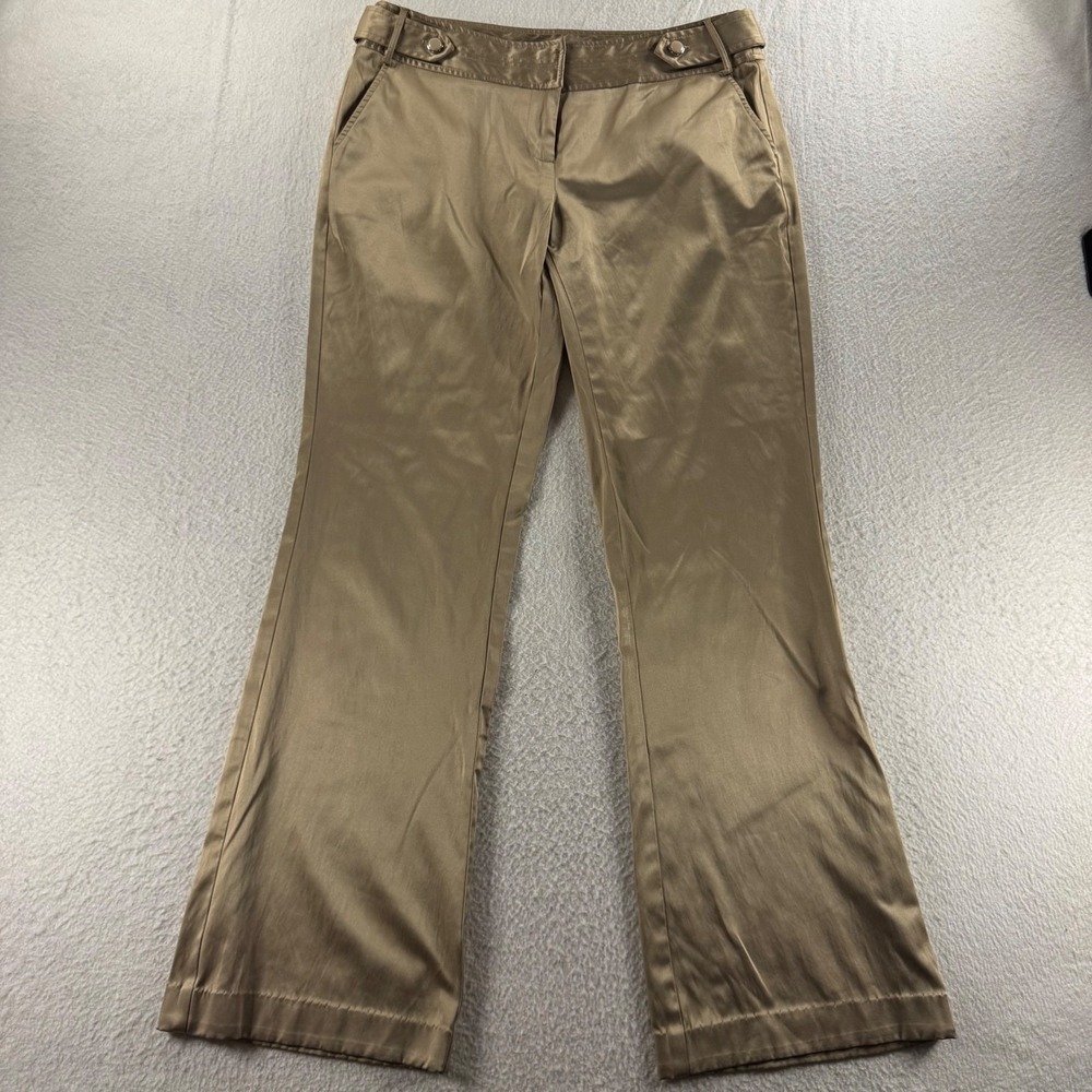 Tracy Evans Limited Bootcut Pants Womens 7 Gold Excellent Satin Stretch Trousers